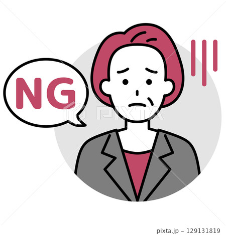 中年のスーツの女性のアイコン（NG） 129131819