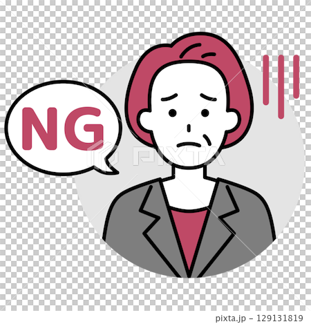 中年のスーツの女性のアイコン（NG） 129131819