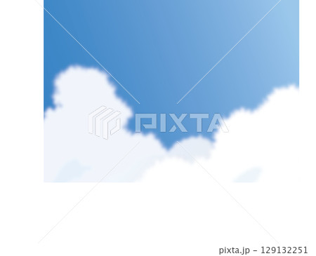 青空と白い雲の背景_濃青縦 129132251