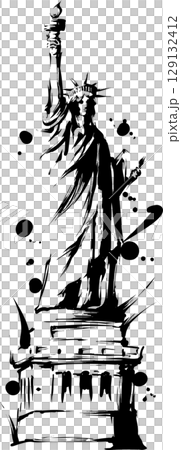 自由女神像水墨畫插圖 自由女神像水墨畫插圖 129132412