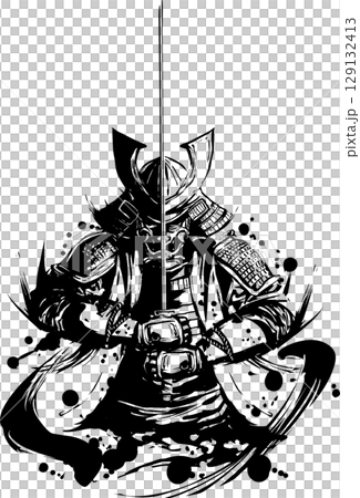 武士墨畫插圖 武士墨畫插圖 129132413