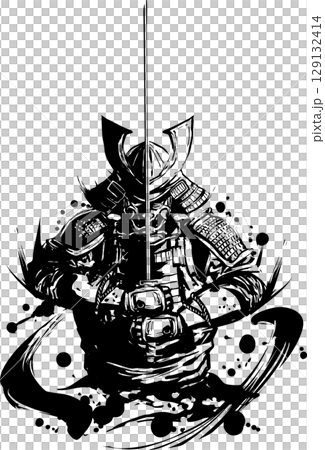 武士墨畫插圖 129132414