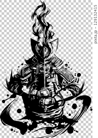 武士墨畫插圖 129132415