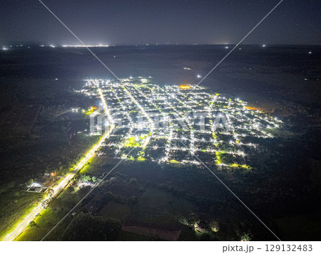 Itaja, Goias, Brazil - 05 02 2024: small town of Itaja in the interior of Goias during the night 129132483