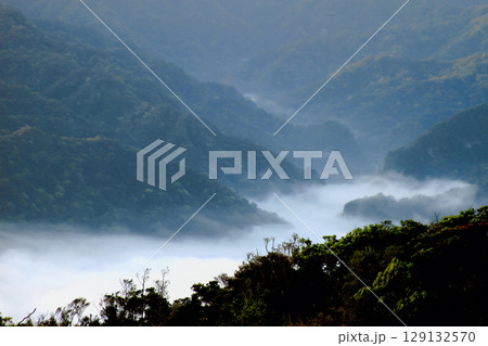 Misty Valleys at Dawn on Wufen Mountain New Taipei Taiwan. Misty Valleys at Dawn on Wufen Mountain New Taipei Taiwan. 129132570