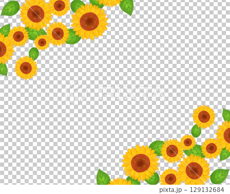 A stylish sunflower frame that brightens up your summer. A calm floral border material that can be used for print and digital. 129132684