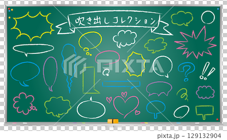 黑板粉筆風格向量素材 | 各種對話氣泡框套裝 129132904