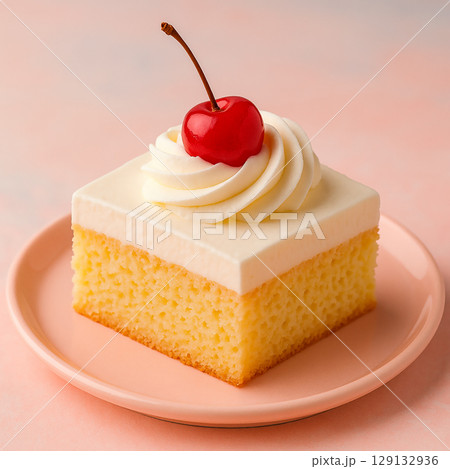 ショートケーキ・チェリーとホイップクリームをのせたトレスレチェケーキ 129132936