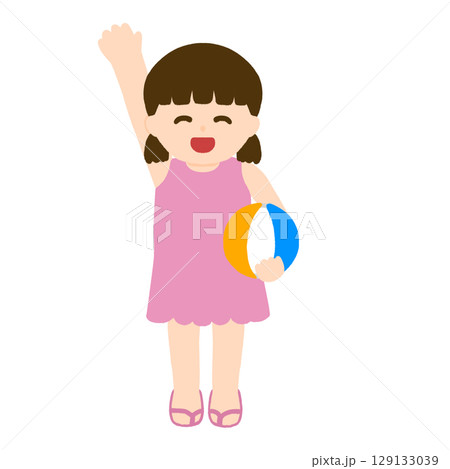 ビーチボールを持つ女の子 ビーチボールを持つ女の子 129133039