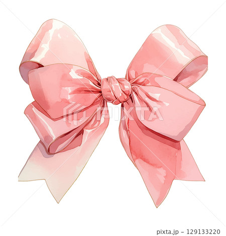 Elegant pink ribbon with soft watercolor texture for gift wrapping or decoration 129133220