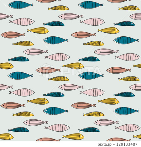 doodle fish print 129133487