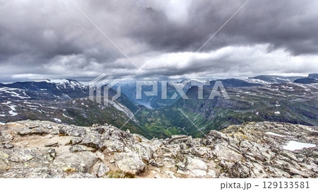 viewpoint over geirangerfjord from oernesvingen eagle road viewpoint over geirangerfjord from oernesvingen eagle road 129133581