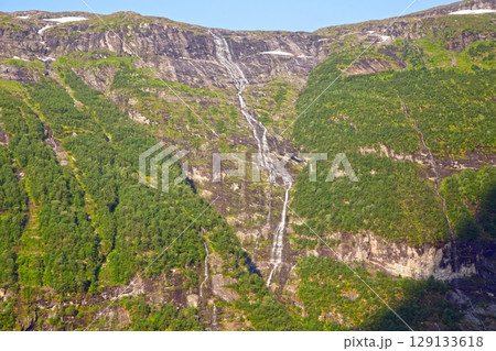 Seven Sisters Waterfall view from Geirangerfjord Norway Seven Sisters Waterfall view from Geirangerfjord Norway 129133618