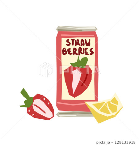 Strawberry Lemon Drink Illustration Strawberry Lemon Drink Illustration 129133919