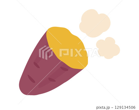 ほかほかの割った焼いものイラスト 129134506