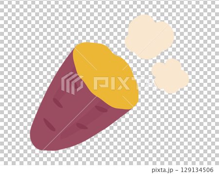 ほかほかの割った焼いものイラスト 129134506