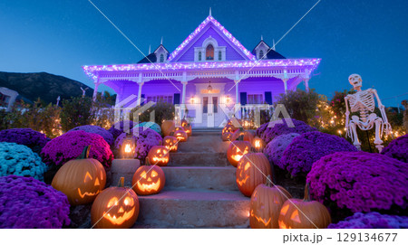 Spooky Purple Glow at Halloween Home Spooky Purple Glow at Halloween Home 129134677