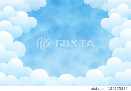 青空と雲の背景イラスト1 129135325