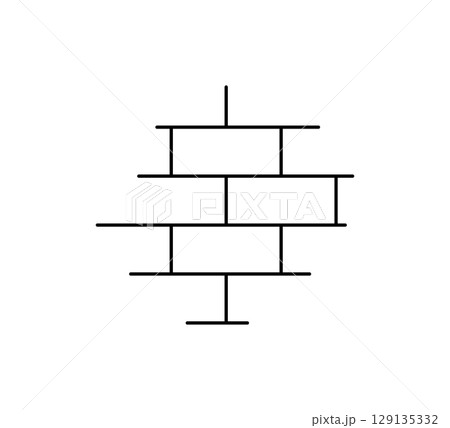 Brick wall texture. Stone blocks background. House wall hole. Old brick wall piece. Building tile surface. Rectangle blocks pattern. Design graphic element. Vintage abstract vector illustration 129135332