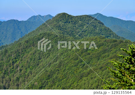 御坂山地の破風山より眺める夏の中藤山 129135564