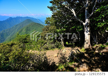 御坂山地の黒岳展望台より 夏の御坂山地 御坂山地の黒岳展望台より 夏の御坂山地 129135573