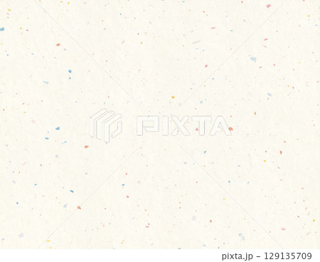 オフホワイト和紙テクスチャ背景素材（カラフルな斑点模様・和風・抽象デザイン・装飾用） 129135709
