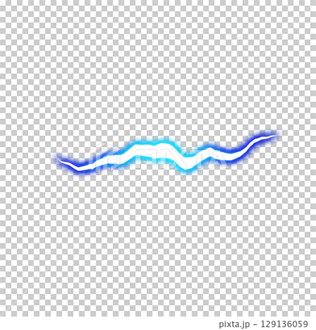 透明背景の青く輝く電気の波形 129136059