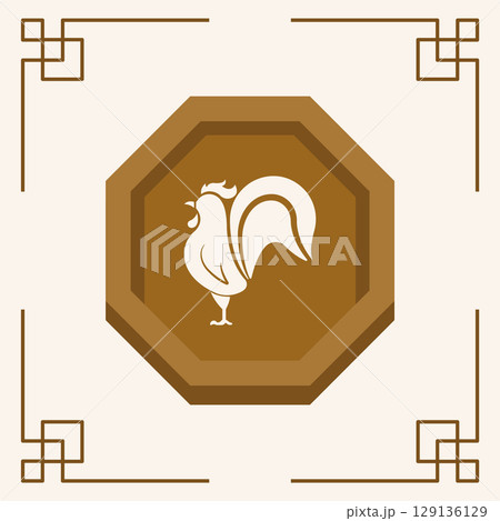 Chinese rooster zodiac symbol. Vector 129136129