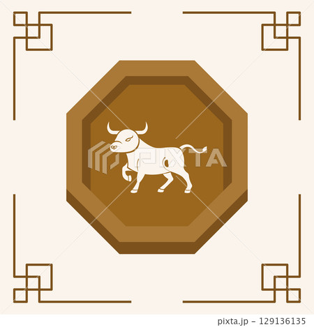 Ox badge zodiac icon. Vector 129136135