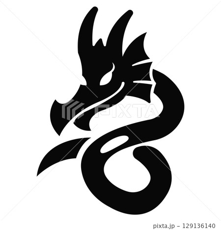 Dragon head curve icon. Vector 129136140
