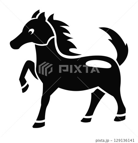 Stylized black horse icon. Vector 129136141
