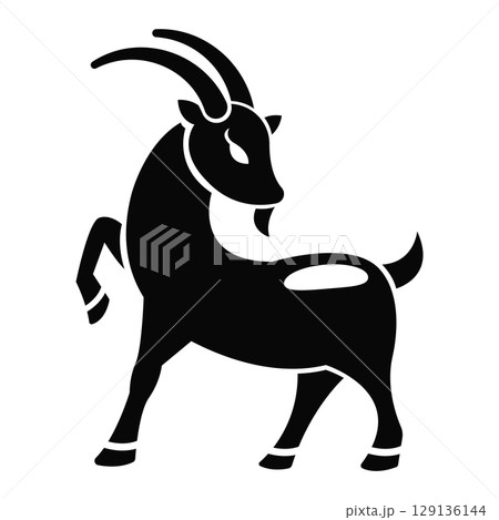 Stylized black goat icon. Vector Stylized black goat icon. Vector 129136144