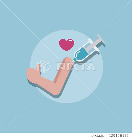 Injection on flexed arm. Vector 129136152