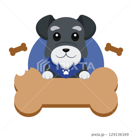 Cute schnauzer with big bone. Vector Cute schnauzer with big bone. Vector 129136169