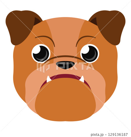 Bulldog head cartoon growl. Vector 129136187