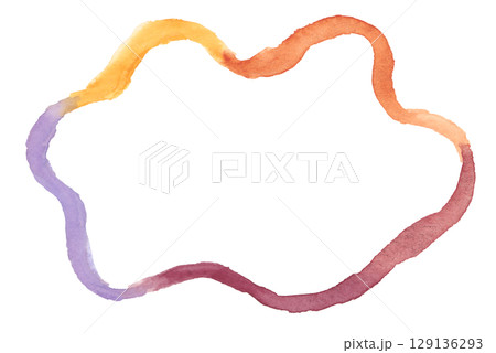 水彩で描いたフレーム(オレンジ・黄・紫・茶) 水彩で描いたフレーム(オレンジ・黄・紫・茶) 129136293