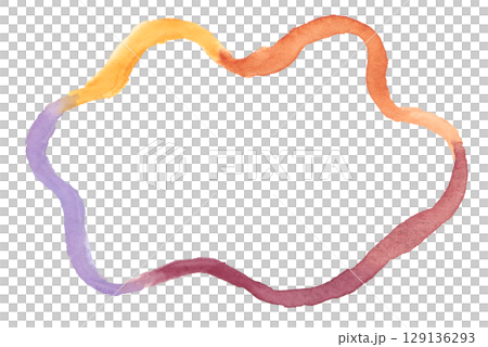 水彩で描いたフレーム(オレンジ・黄・紫・茶) 水彩で描いたフレーム(オレンジ・黄・紫・茶) 129136293