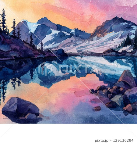 山の見える風景 129136294