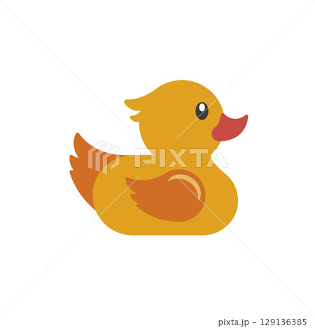 Isolated colored rubber duck toy icon Flat design Vector Isolated colored rubber duck toy icon Flat design Vector 129136385