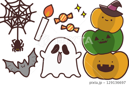 ハロウィンのかわいいキャラクターのイラスト アイコン ハロウィンのかわいいキャラクターのイラスト アイコン 129136697