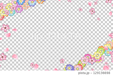 七瓣花或櫻花插畫背景 七瓣花或櫻花插畫背景 129136698