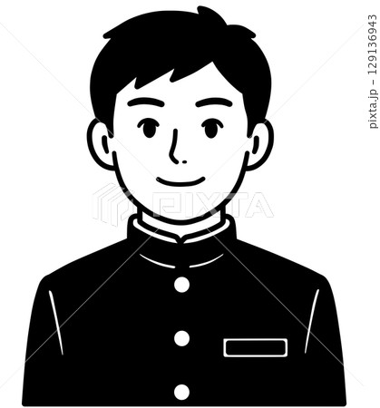 学生服を着た男子学生の上半身「AI生成画像」 129136943