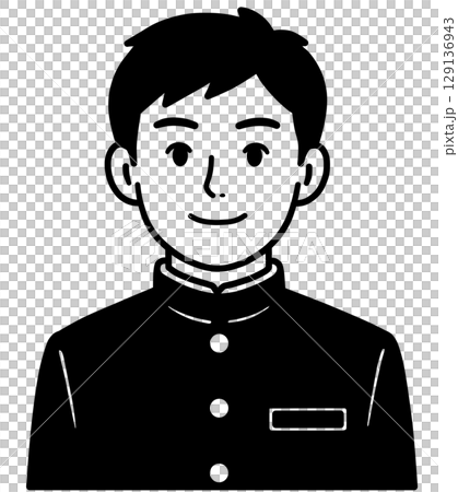 学生服を着た男子学生の上半身「AI生成画像」 129136943