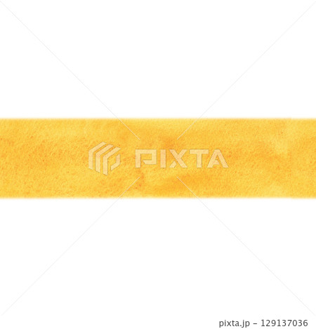Seamless background watercolor border yellow. Hand drawn illustration, textured. Drawing for background, cards, textile, paper. Color, brush, yellow, texture, watercolor 129137036