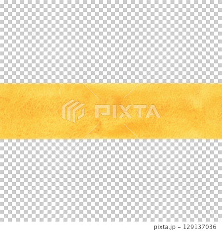 Seamless background watercolor border yellow. Hand drawn illustration, textured. Drawing for background, cards, textile, paper. Color, brush, yellow, texture, watercolor 129137036