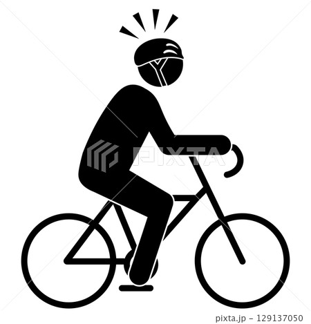 自転車に乗ってヘルメットをかぶっている人のピクトグラム 自転車に乗ってヘルメットをかぶっている人のピクトグラム 129137050