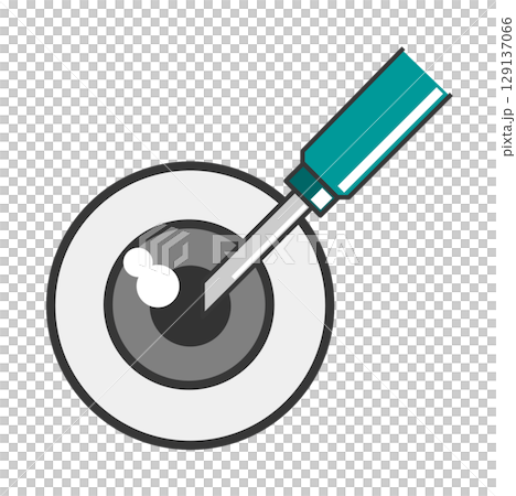 老化や疾患による目の病気になり眼科で手術をして治療するイラスト 129137066