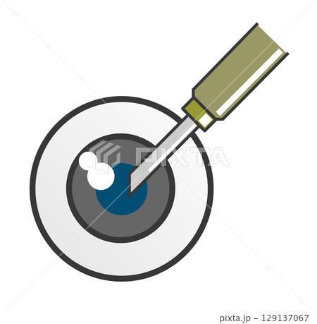 老化や疾患による目の病気になり眼科で手術をして治療するイラスト 129137067