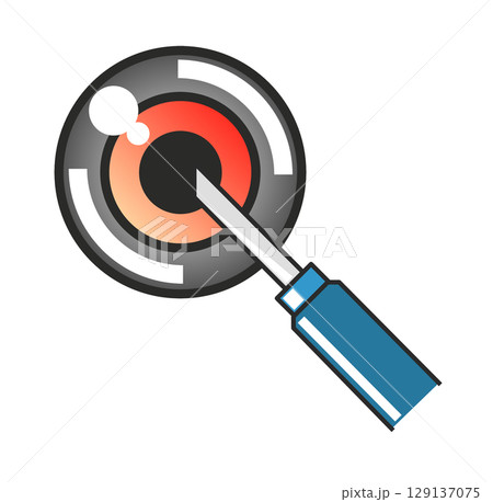 老化や疾患による目の病気になり眼科で手術をして治療するイラスト 129137075