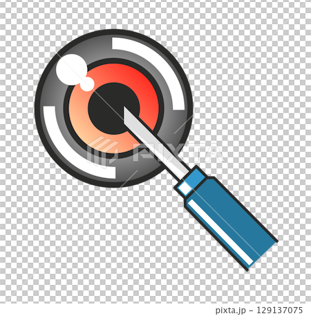 老化や疾患による目の病気になり眼科で手術をして治療するイラスト 129137075